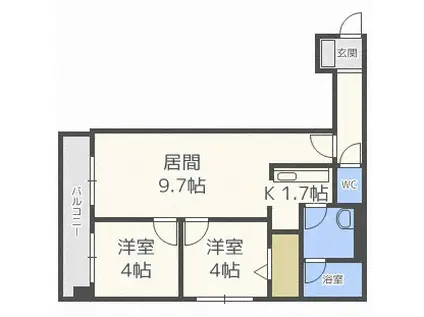 ビブレス月寒中央ステーション(2LDK/5階)の間取り写真