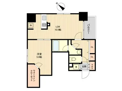 ラクラス月島(1LDK/3階)の間取り写真