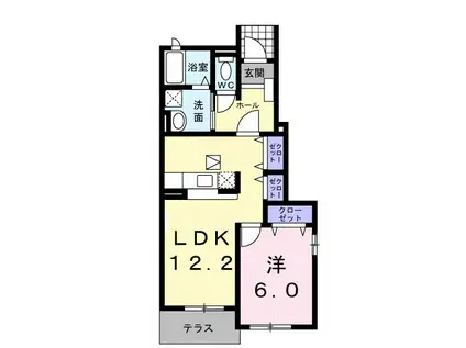 プロムナードIII(1LDK/1階)の間取り写真
