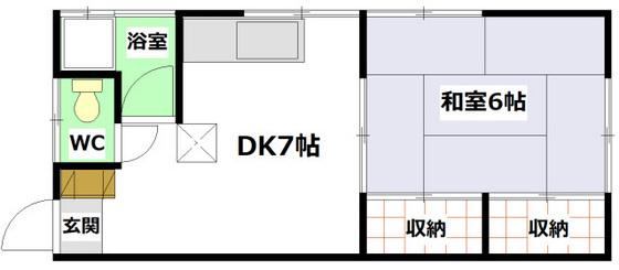 大松己斐アパート(1LDK/2階)の間取り写真