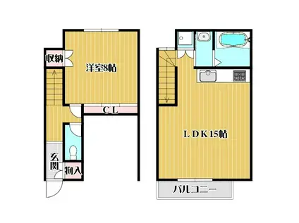 テラスあけぼの(1LDK/1階)の間取り写真