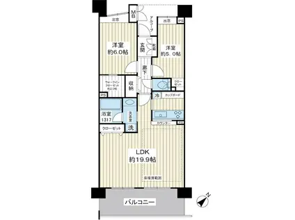 クレストフォルム新浦安グランデッツァ(2LDK/10階)の間取り写真