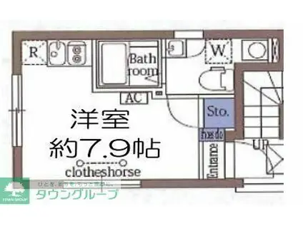 ルシオ北千住(ワンルーム/4階)の間取り写真