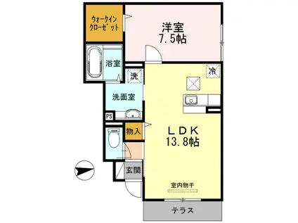 ラ・モンテ A棟(1LDK/1階)の間取り写真