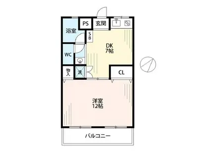 東武大和田サンライトマンション(1DK/3階)の間取り写真