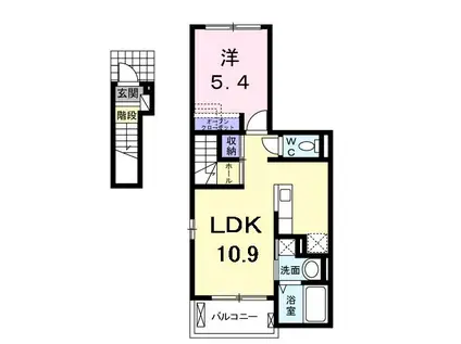 ジュネスFA(1LDK/2階)の間取り写真