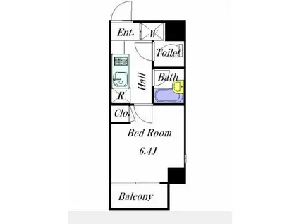 ヴェルト新宿夏目坂(1K/4階)の間取り写真