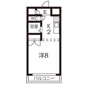 オークヒルズ円庄II(1K/3階)の間取り写真