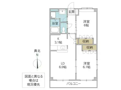 コンフォール・白梅(2LDK/2階)の間取り写真