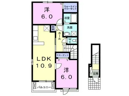 メゾン ライツェント II(2LDK/2階)の間取り写真