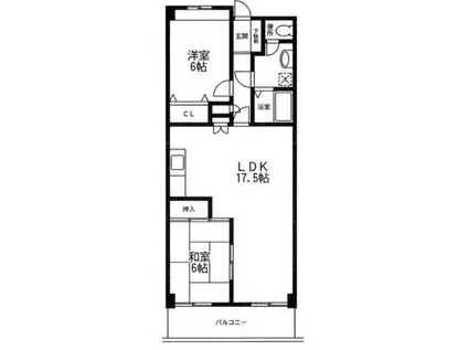 サンプラザ湘南(2LDK/6階)の間取り写真