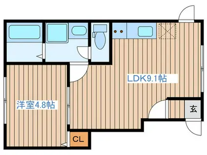 プライムヒルズ(1LDK/1階)の間取り写真