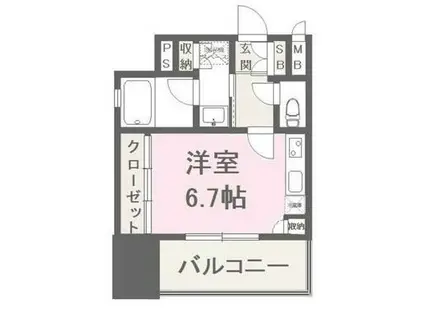 ヴィラージュ高宮ストリート(ワンルーム/4階)の間取り写真