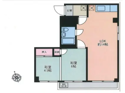 日の出マンション(2LDK/3階)の間取り写真