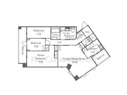 パークハウス広尾(3LDK/5階)の間取り写真