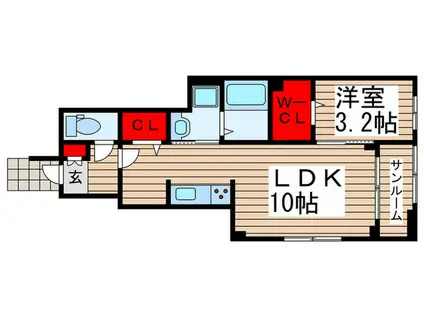 カーサ・プリート(1LDK/1階)の間取り写真