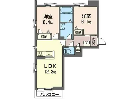ヒメシャラ(2LDK/3階)の間取り写真