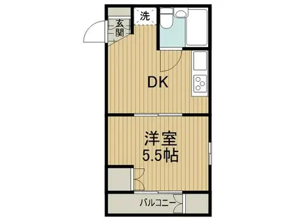 サンロイヤル狭山(1DK/1階)の間取り写真