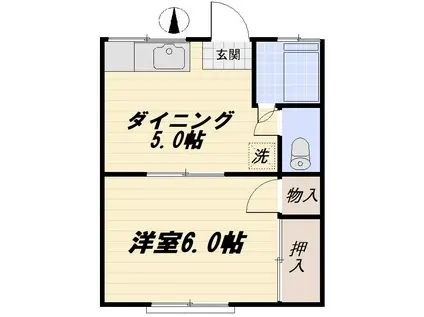 メゾンソノ(1DK/2階)の間取り写真