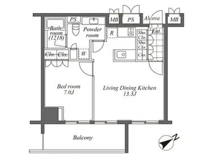 オーパスレジデンス恵比寿(1LDK/3階)の間取り写真