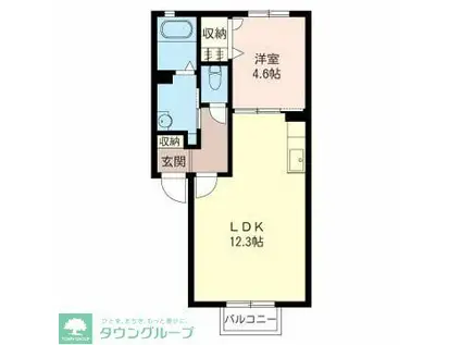 クレシェンテC(1LDK/2階)の間取り写真