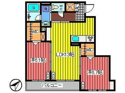 太陽の家(2LDK/2階)の間取り写真