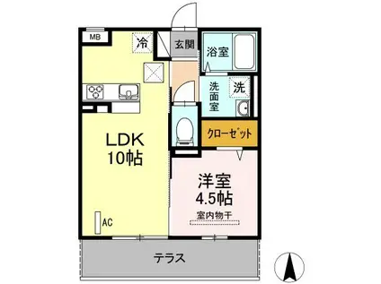 リアンジェル・R(1LDK/1階)の間取り写真