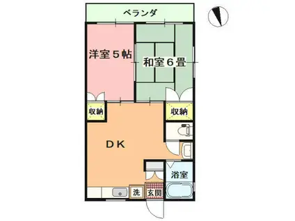 ハウスメント川奈(2DK/2階)の間取り写真