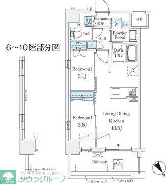 エル・セレーノ横浜(2LDK/4階)の間取り写真