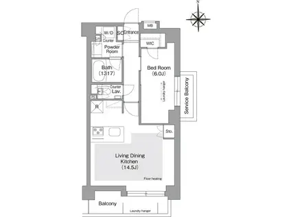 コンフォリア・リヴ文京護国寺(1LDK/4階)の間取り写真