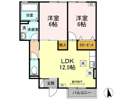 プロムナード07A(2LDK/1階)の間取り写真