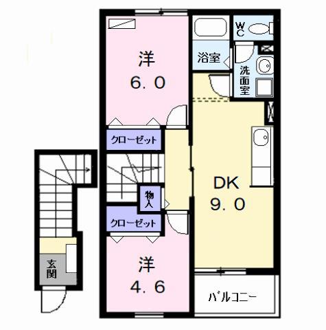 セレクト(2DK/2階)の間取り写真