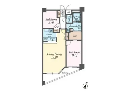 パシフィックレジデンス目黒本町(2LDK/4階)の間取り写真