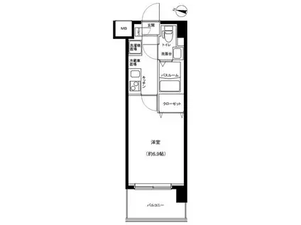 グランフォース西川口(1K/9階)の間取り写真