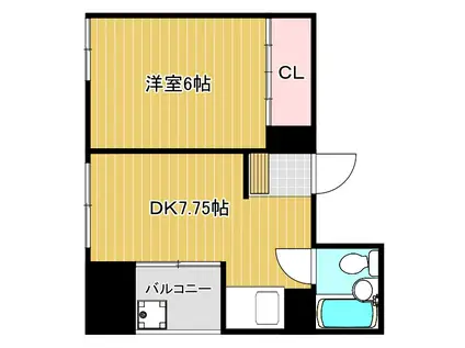 メゾンドール日本橋(1DK/2階)の間取り写真