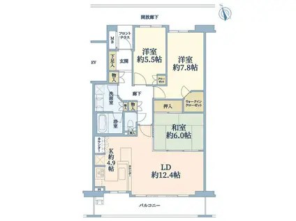 パークアリーナ・パークレジデンスウエスト(3LDK/4階)の間取り写真