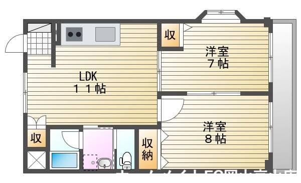 第2岸本マンション(2LDK/1階)の間取り写真