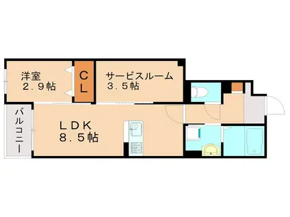 光陽マンション別府(1SLDK/1階)の間取り写真