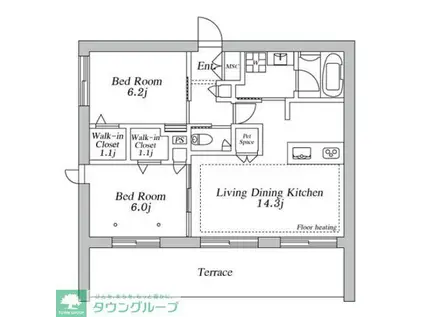 登戸メゾン西棟(2LDK/1階)の間取り写真