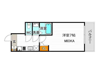 LA・LIBERTA阿倍野(1K/7階)の間取り写真