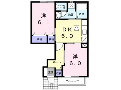 ヴァイオレットB(2DK/1階)の間取り写真
