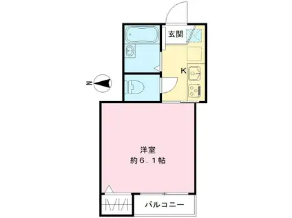 サットンプレイスプロスパー(1K/3階)の間取り写真