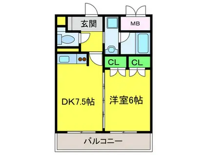 TS CASA SECONDO(1DK/3階)の間取り写真