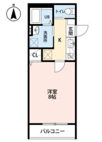 シャルム桜ヶ丘(1K/2階)の間取り写真
