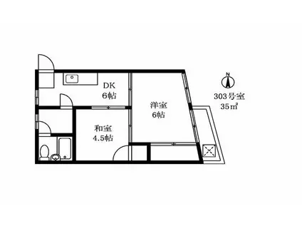 光ハウス(2DK/3階)の間取り写真