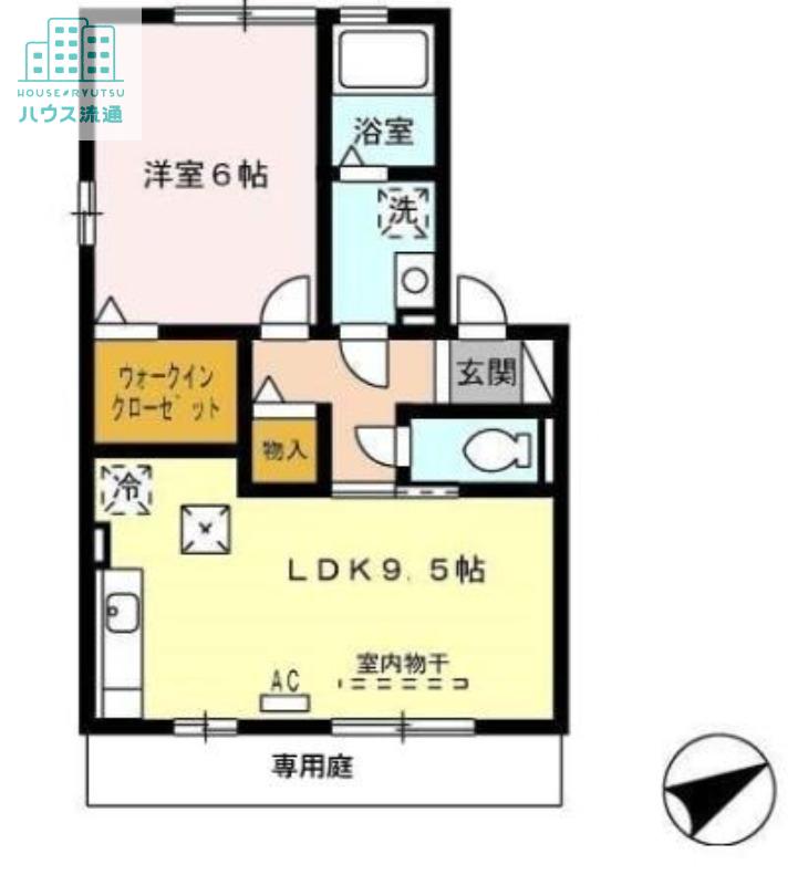 ロイヤルガーデン永田D(1LDK/1階)の間取り写真