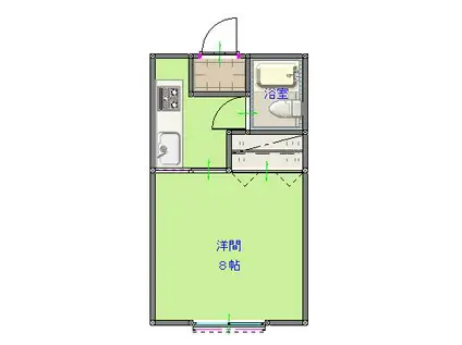 マンションヒル菊川A(1DK/1階)の間取り写真