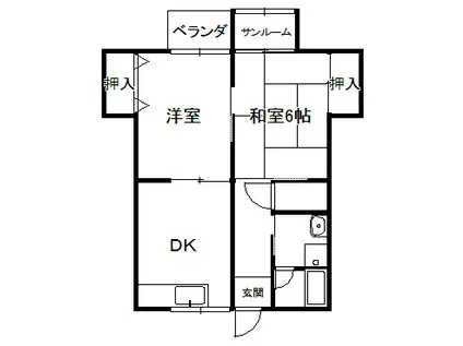 ルミネ山崎(2DK/2階)の間取り写真