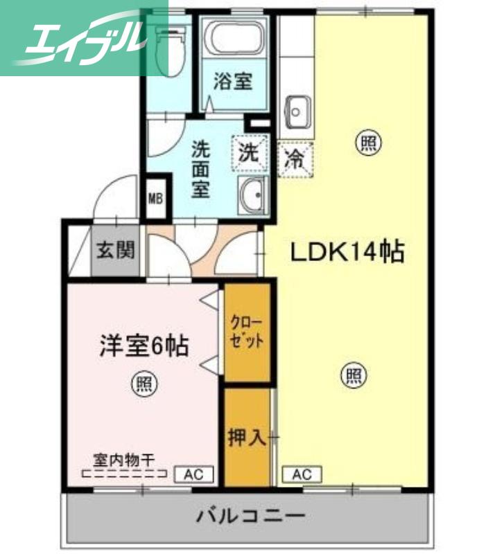 レコルト福田I(1LDK/3階)の間取り写真