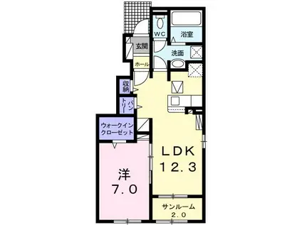 セレーノI(1LDK/1階)の間取り写真
